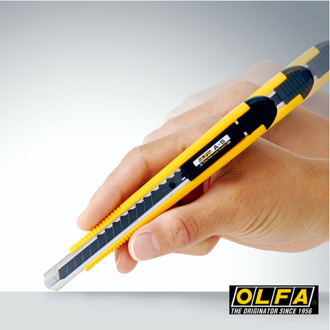 Olfa A-5 Cutter mit One-Way Lock, ergonomischer Griff, mit 9mm ABB Klinge