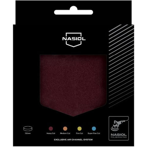 Nasiol Polierpad – Heavy Cut 150 mm (Burgund-rot) mit Air-Channel-System
