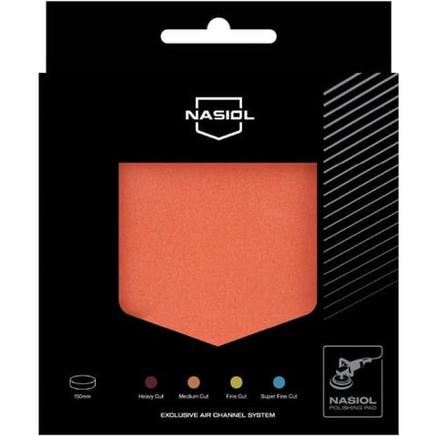 Nasiol Polierpad – Medium Cut 150 mm (Orange) mit Air-Channel-System