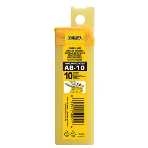 Olfa AB-10 - 9mm (10tlg) Klingen Ersatzklingen - 10er Pack in Plastikbox