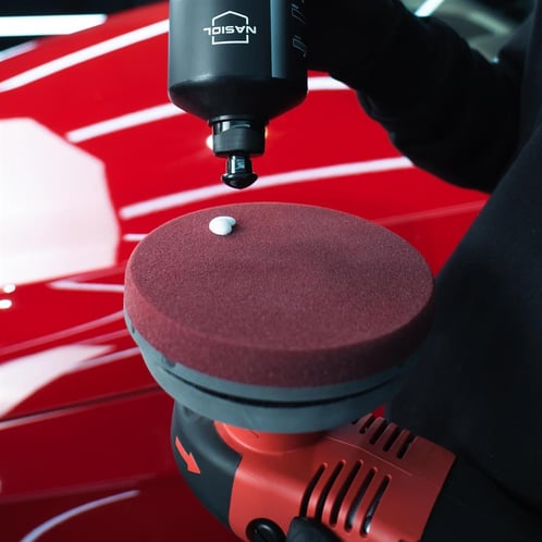 Nasiol Polierpad – Heavy Cut 150 mm (Burgund-rot) mit Air-Channel-System